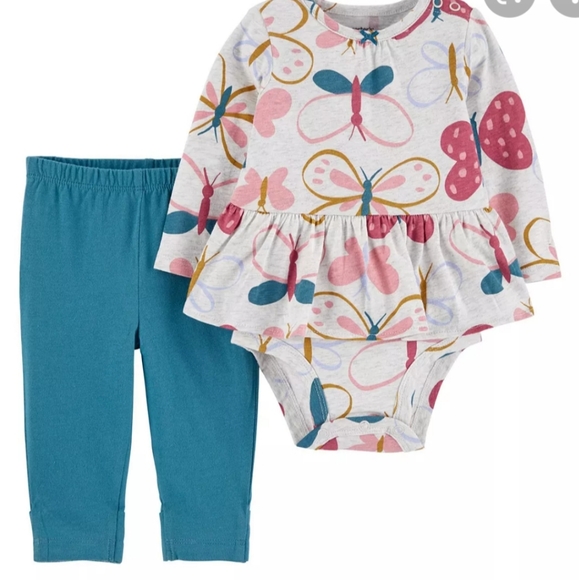 Carter's 4 piece peplum bodysuit leggings 18 24 2 2T cy - Picture 2 of 6